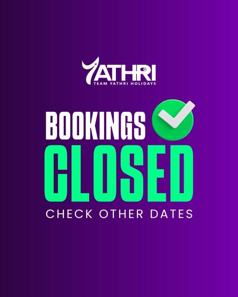 Team yathri Holidays Booking Closed